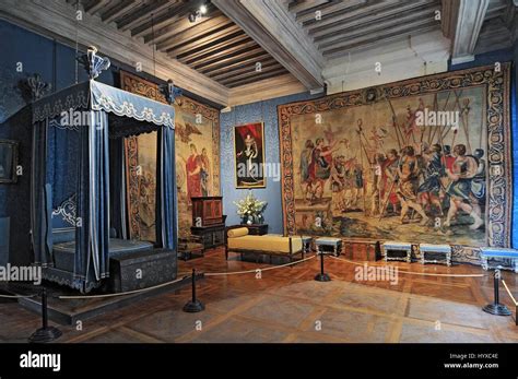 Interior of Chateau de Chambord royal medieval french castle. Loire ...