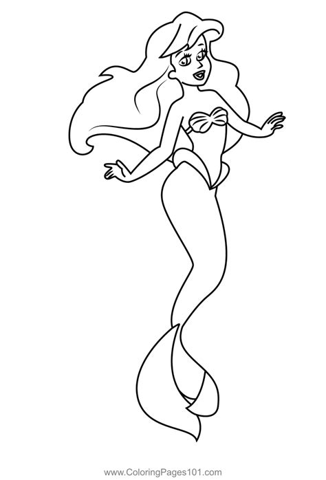 Ariel Little Mermaid Coloring Page for Kids - Free The Little Mermaid ...