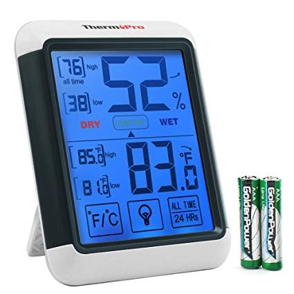 ThermoPro FBA_TP-55 Digital Hygrometer Indoor Thermometer Gauge with Jumbo Touchscreen and ...