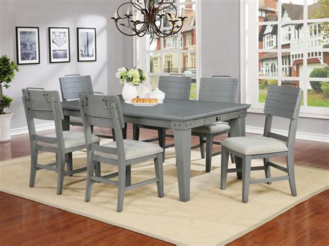 Dove Gray Casual Farmhouse 5 Piece Dining Set - American Vintage | Grey dining room, Grey dining ...