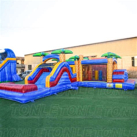 Factory customized cheap inflatable obstacles with bounce house and ...