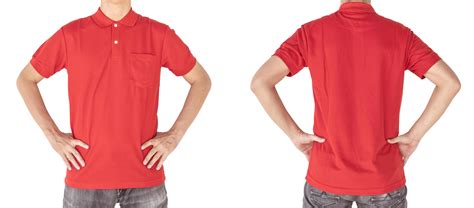 Red polo t-shirt mock up, front and back view, Male model wear plain ...