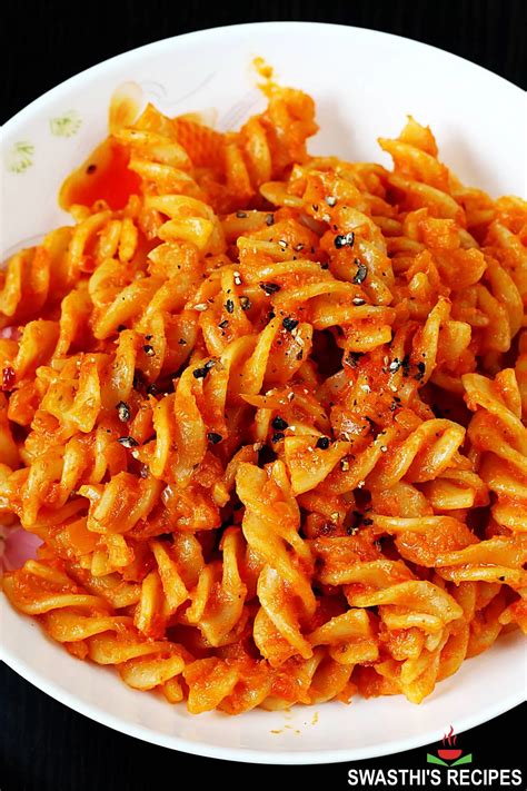 Red Sauce Pasta (Red Pasta Recipe) - Swasthi's Recipes