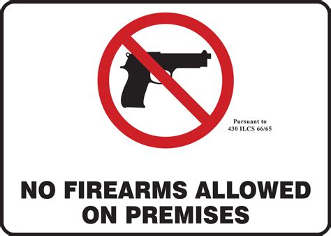 No Firearms Allowed On Premises Safety Sign MACC552