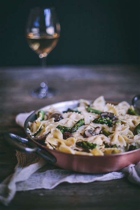 Creamy Bow-Tie Pasta with Mushrooms and Asparagus | Adventures in Cooking