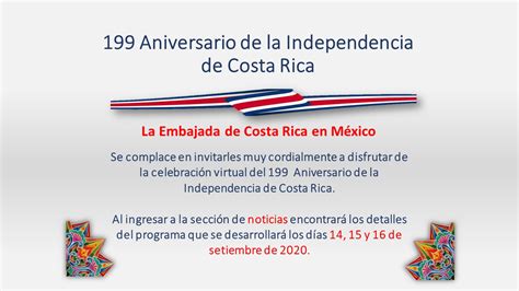 199 Aniversario de la Independencia de Costa Rica - Embajada de Costa Rica