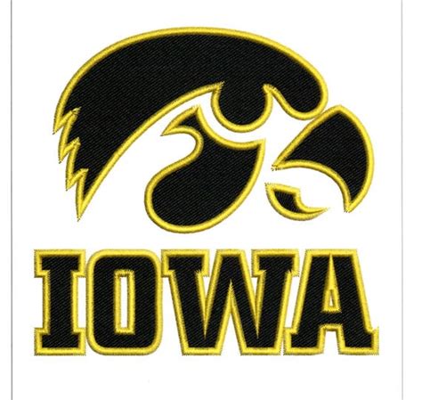 Embroidery Designs University of Iowa Logo in Black and Gold 2 | Etsy