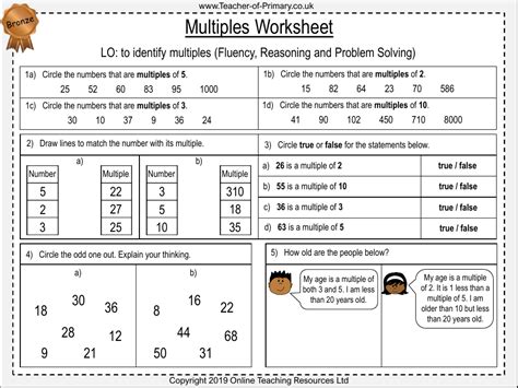 Multiples - Worksheet | Maths Year 5