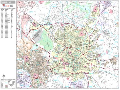 Raleigh North Carolina Wall Map (Premium Style) by MarketMAPS