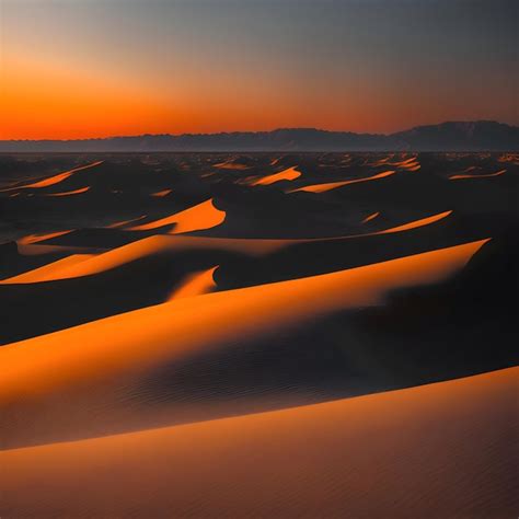 Premium AI Image | A sunset over the sand dunes in the desert