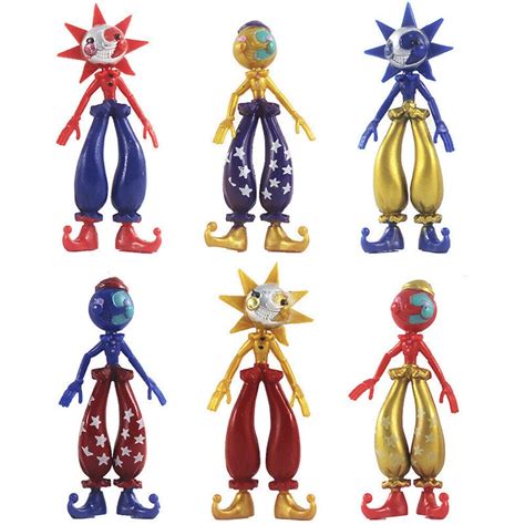 Set 6 Sundrop Moondrop Five Nights at Freddy's FNAF Action Figures 4"-5 ...