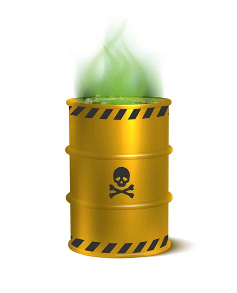 3d realistic vector icon illustration toxic waste yellow barrel. Isolated on white background ...