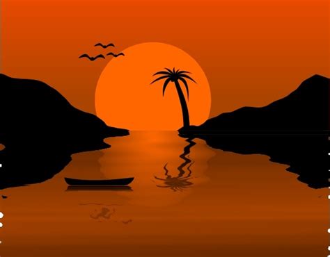 Sunset Water Scene clip art Free vector in Open office drawing svg ( .svg ) vector illustration ...