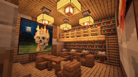 Cozy basement library : r/Minecraft