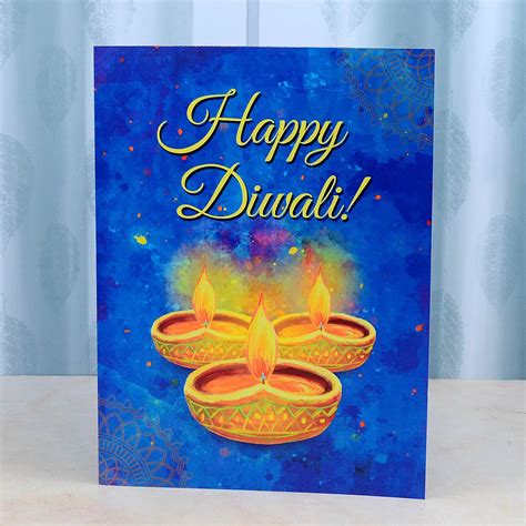 Diwali Personalized Blue Card, Personalized Diwali Gifts