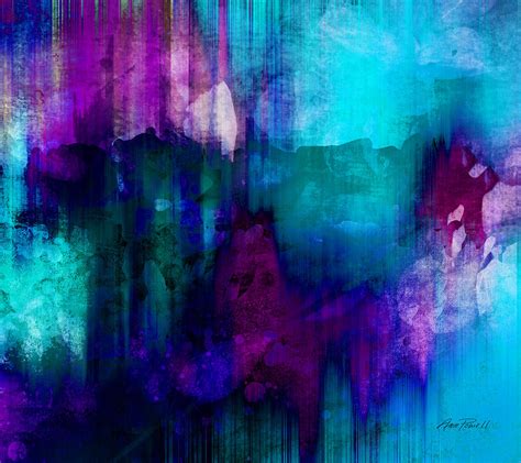 Blue Rain abstract art Painting by Ann Powell - Pixels