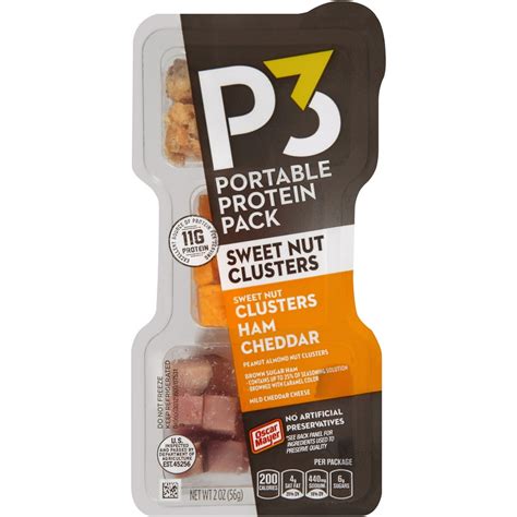 P3 Sweet Nut Clusters, Ham & Cheddar Portable Protein Pack 2 oz. Tray - Walmart.com - Walmart.com