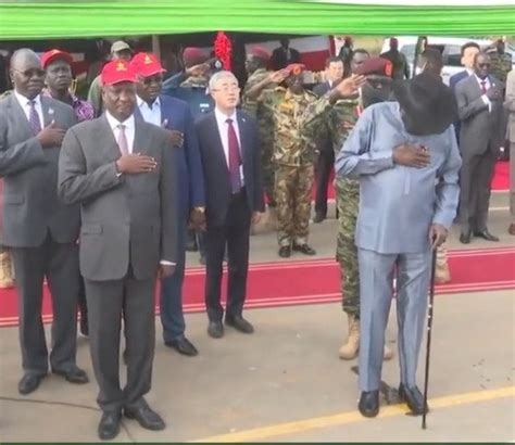 South Sudan President, Salva Kiir Mayardit, 71, wets himself while reciting the National Anthem ...