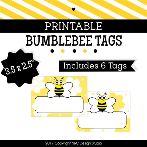 Bee Name Tags Free Printable