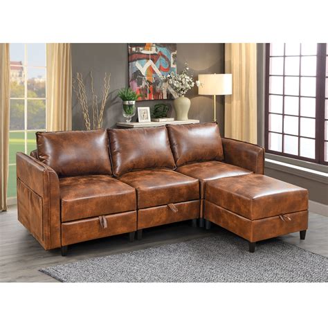 Convertible Sectional Sofa with Storage Seat, Modular Sectional Sofa, L Shaped Convertible Couch ...