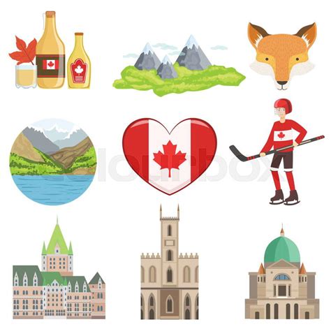 Canadian Culture Symbols Set Of Items. Isolated Objects Representing Canada On White Background ...