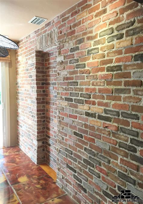 This is what we called a beautiful red brick veneer wall. #mortonstones #brick #tiles #rustic # ...