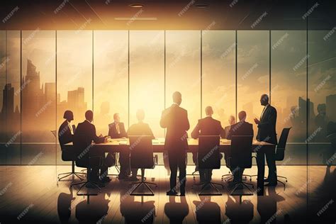 Premium AI Image | A Silhouette of Businessmen at a Conference Meeting ...