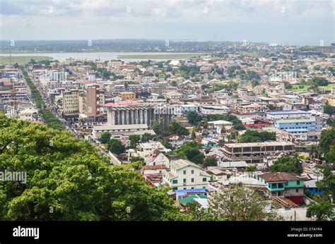 Aerial view of the city of Monrovia, Liberia, taken from the top of the ruins of Hotel Ducor ...