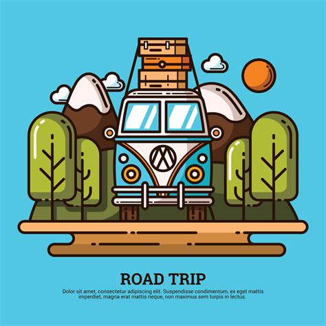 Road Trip Illustration | Illustration, Graphic design illustration, Outline illustration