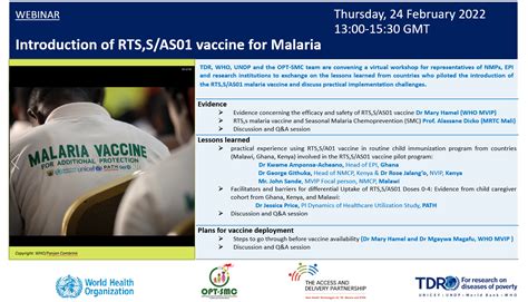 Webinar: Introduction of the RTS,S malaria vaccine