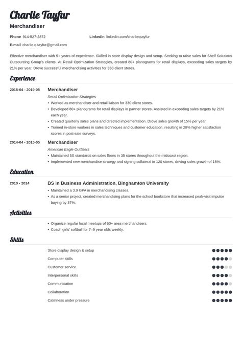 Merchandiser Resume (Job Description Sample & 20+ Tips)