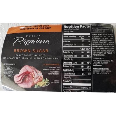 Carbs in Publix Honey-Cured Spiral-Sliced Bone-In Ham | Carb Manager