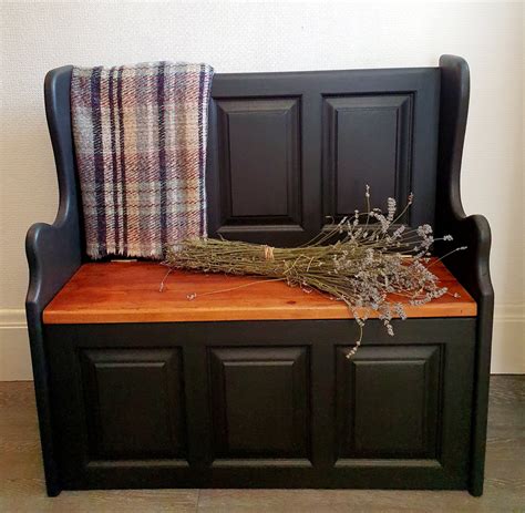 SOLD***NOW SOLD***Handpainted Rustic Farmhouse Pine Monks Bench with Storage/ Pew Bench /Hallway ...