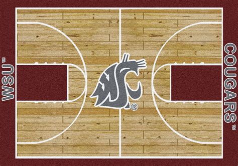 Washington State Cougars Basketball Home Court Nylon Area Rug