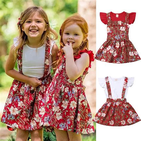 Sister Matching Outfits Set 2PCS Sweet Lovely Clothes Solid Ruffles ...