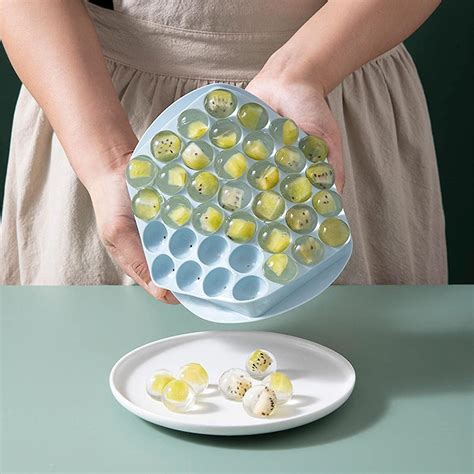 Ice Cube Tray With Lid | Round Ice Cube Mold,easy Release Ice Tray With ...