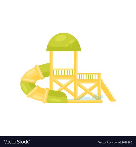 Tunnel water slide with small pool fun attraction Vector Image