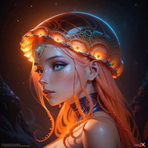 Premium AI Image | ultra realistic illustration beautiful surreal orange alien with scaly skin ...