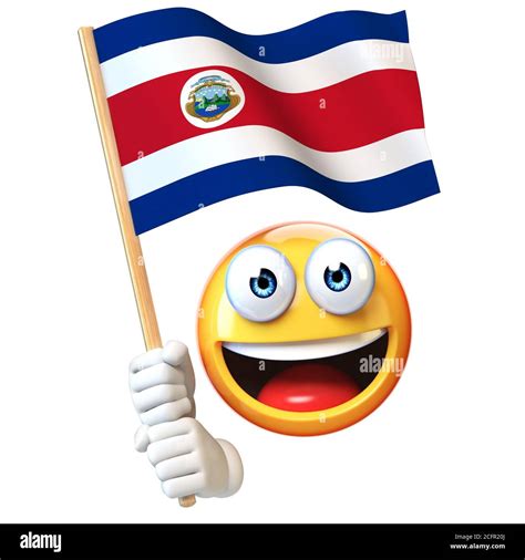 Emoji holding Costa Rica flag, emoticon waving national flag of Costa ...