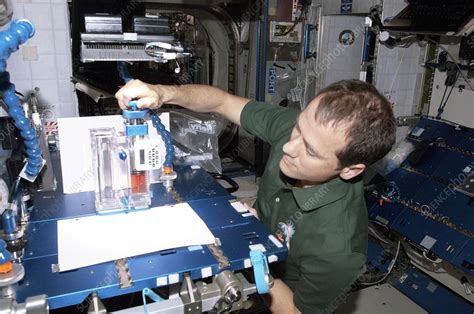 Astronaut conducting experiment on ISS - Stock Image - C023/2194 - Science Photo Library