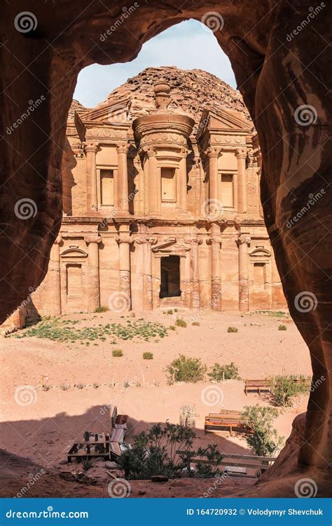 Ruins of Ad Deir Monastery in Petra Stock Photo - Image of east ...