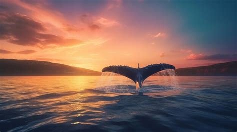 Premium AI Image | Humpback whale in the sea at sunset