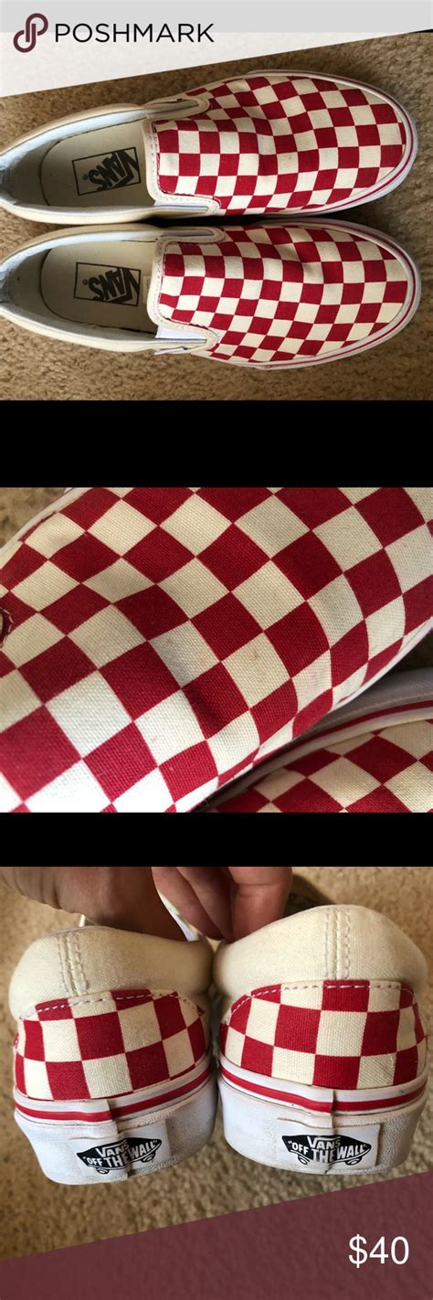 Red Checkerboard Slip Ons ‼️ | Red, Vans red, Slip on