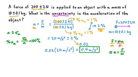 Question Video: Calculating the Uncertainty in the Acceleration of an ...