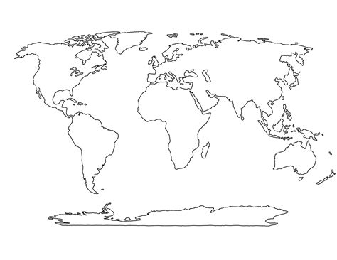 Printable Blank World Map Template for Students and Kids