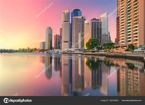 Brisbane Cityscape Image Brisbane Skyline Australia Sunrise Stock Photo ...