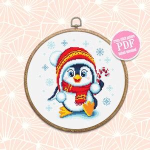 Cute Baby Penguin Cross Stitch Pattern Download PDF Christmas - Etsy