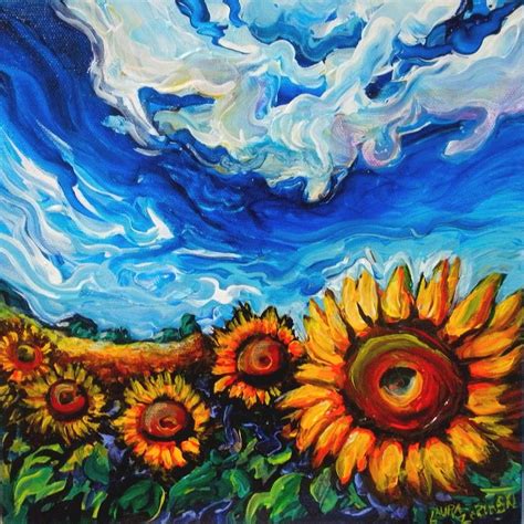 Ukraine Sunflower Fields by Laura Zerebeski | Sunflower painting, Painting, Sunflower art