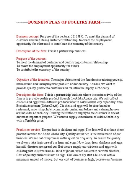 Business Plan On Poultry Farming In Ethiopia Pdf - Tabitha Corral's Templates