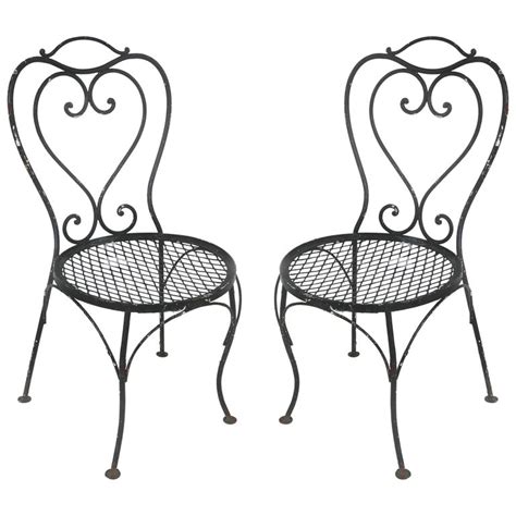Vintage Wrought Iron Shabby Chic Garden Chairs, Pair For Sale at 1stDibs
